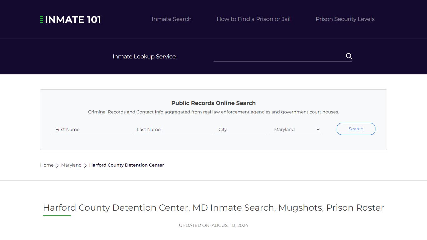 Harford County Detention Center, MD Inmate Search, Mugshots, Prison ...