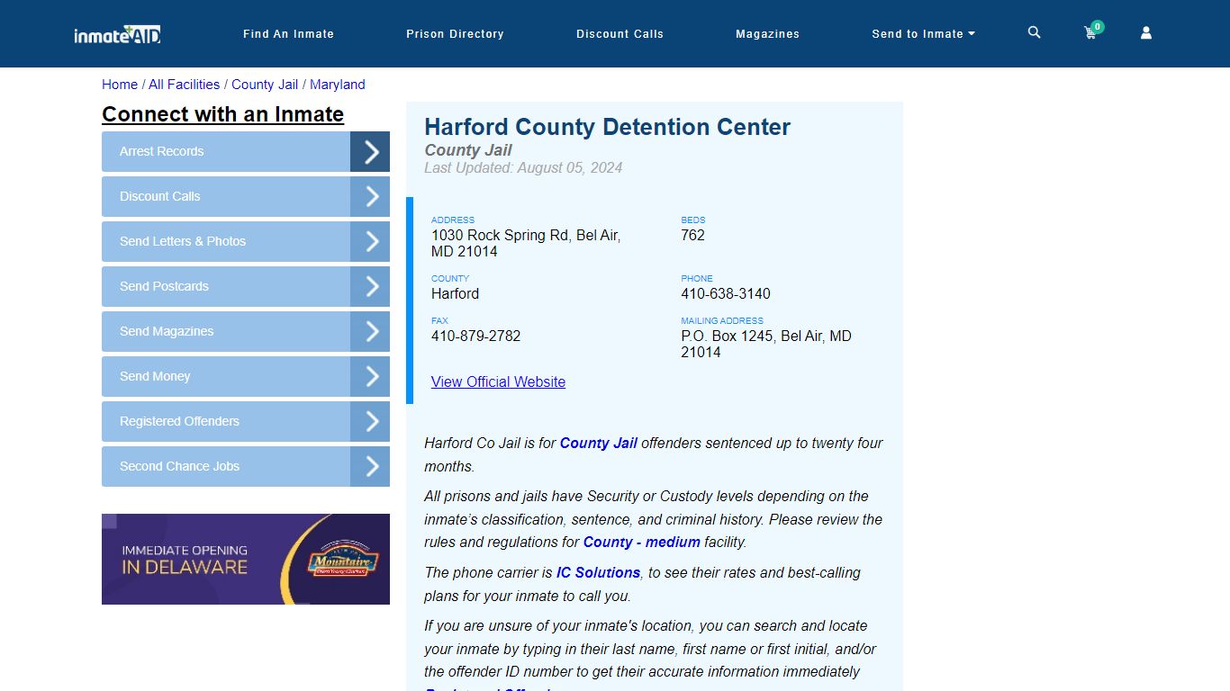 Harford County Detention Center - Inmate Locator